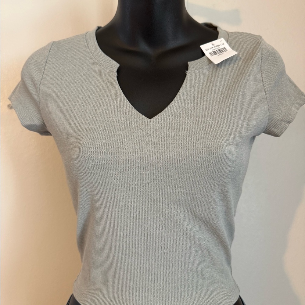 Hollister Gray Fitted Crop Top Short Sleeve. New without tags